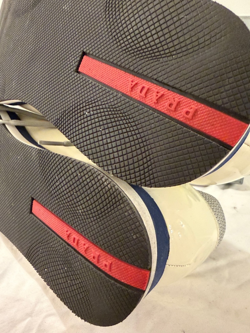 Prada Men’s White, Gray & Blue Low-Top Sneakers - Picture 6 of 9